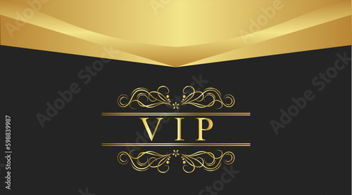 black and gold label with ribbon, luxury gold and black exclusive premium vip card for club members only, vip pass casino cadr, vip invitation