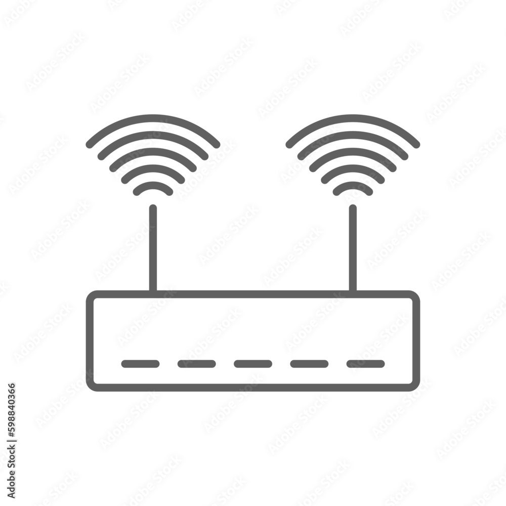 Router Information technology icon with black outline style. wireless, network, technology, internet, wifi, computer, connection. Vector illustration Router Information technology icon with black outline style. wireless, network, technology, internet, wifi, computer, connection. Vector illustration