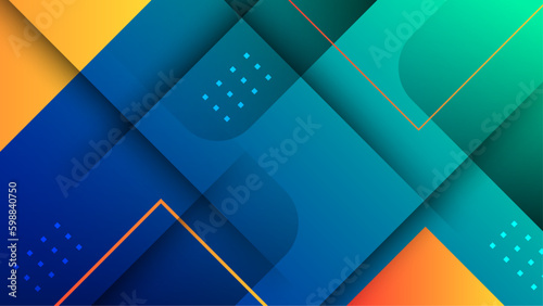 Creative vector frame background with 3d isometric geometric shapes. Vector illustration. Memphis style banner design