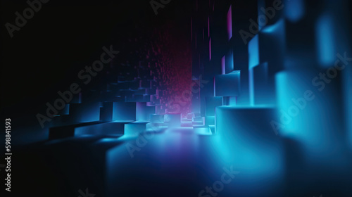 Modern abstract digital 3D background. Copy space. Based on Generative AI