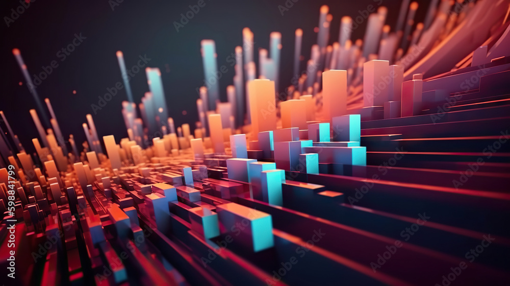 Modern abstract digital 3D background. Copy space. Based on Generative AI Modern abstract digital 3D background. Copy space. Based on Generative AI
