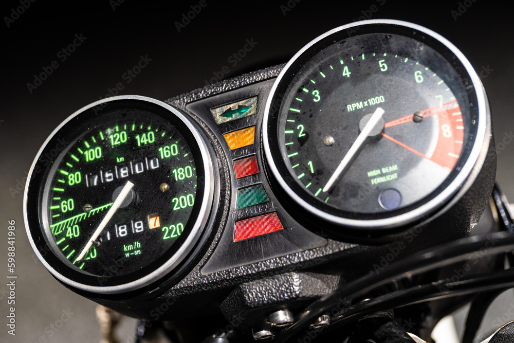 Oldtimer Motorrad Geschwindigkeitsanzeige Oldtimer Motorrad Geschwindigkeitsanzeige