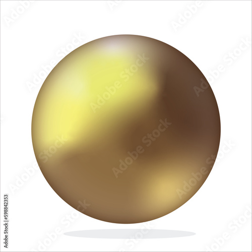 3d golden round shape isolated on white background.