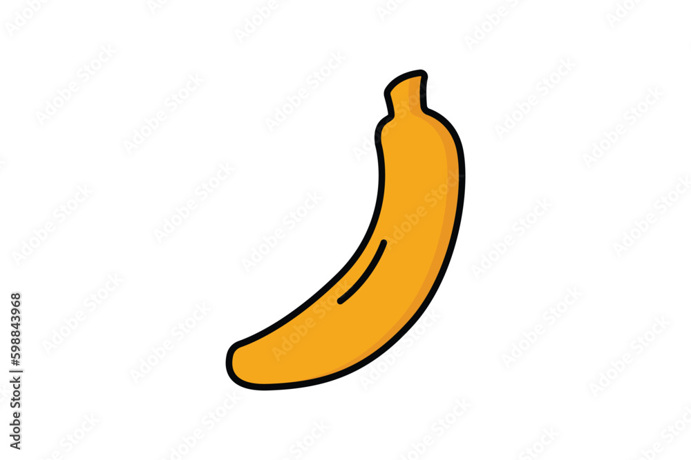 Banana fruit icon illustration. icon related to fruits. Flat line icon style, lineal color. Simple vector design editable