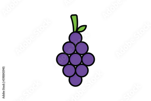 Grapes fruit icon illustration. icon related to fruits. Flat line icon style, lineal color. Simple vector design editable