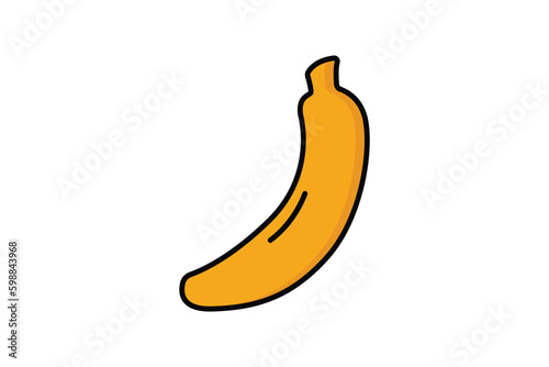 Banana fruit icon illustration. icon related to fruits. Flat line icon style, lineal color. Simple vector design editable