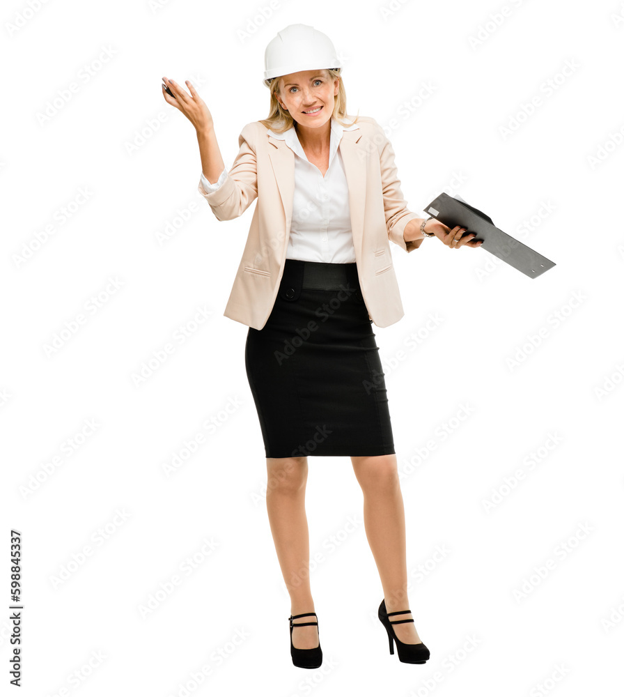 I dont know everything. a mature businesswoman checking construction paperwork against a studio background. I dont know everything. a mature businesswoman checking construction paperwork against a studio background.