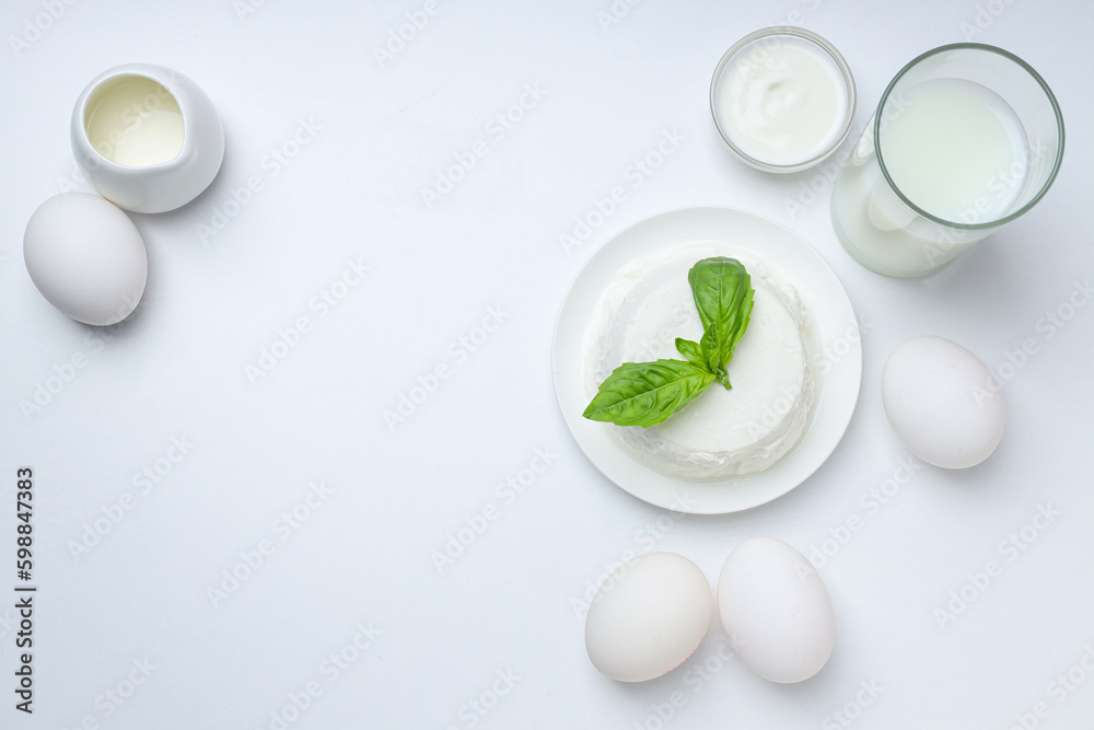 Fototapeta premium Concept of tasty food - different dairy products