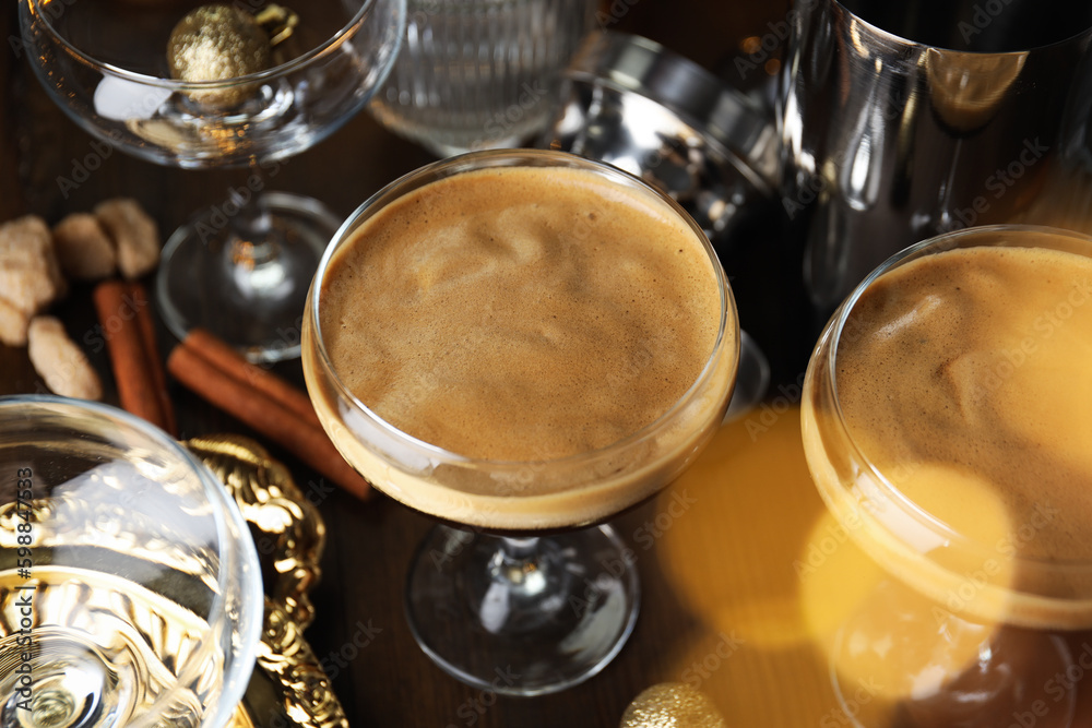Espresso martini cocktail, delicious alcohol drink, dessert cocktail Espresso martini cocktail, delicious alcohol drink, dessert cocktail
