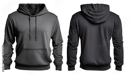 Black Color hoodie Mockup Templates isolated on white background. Perfect for showcasing designs, logos, and Clothing Design, Print-on-Demand, Online Sales, E-commerce, Generation AI
