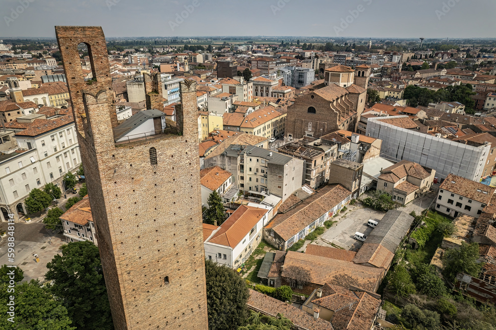 Aerial View of Rovigo City and its Iconic Tower