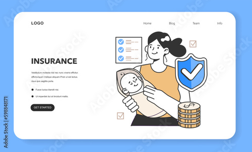 Childcare leave subsidy or insurance web banner or landing page