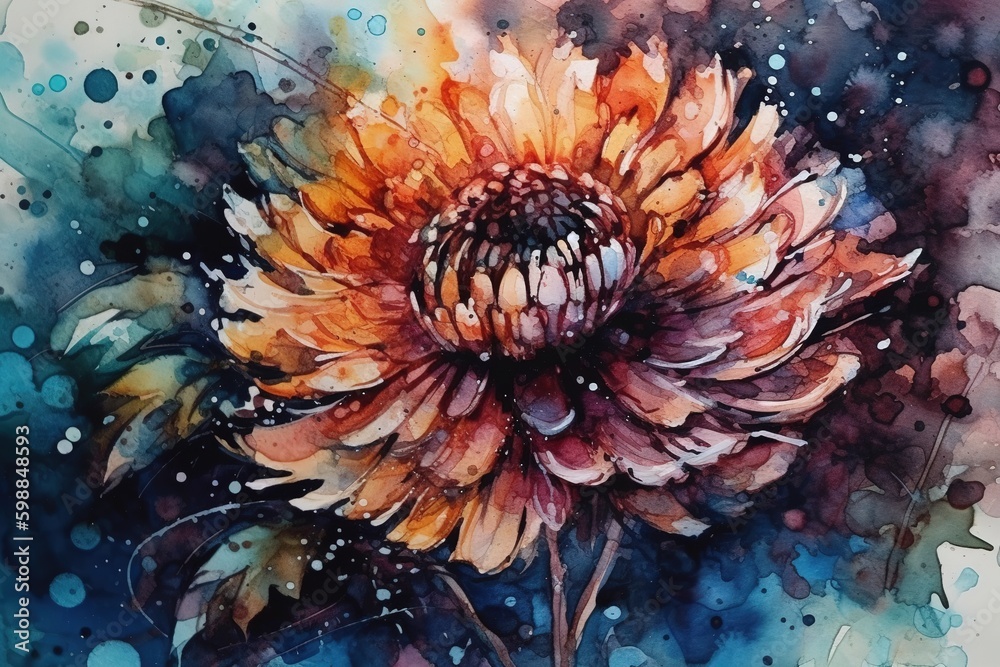 Beautiful watercolor painting art, generative ai Stock Illustration ...