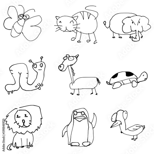 Kid drawing Animals pack1