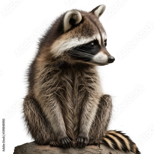 brown raccoon isolated on white