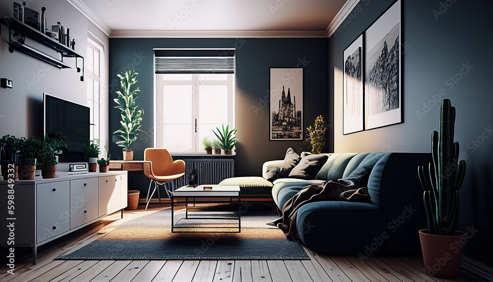 Fototapeta premium Minimalist design for a cozy living room or family room