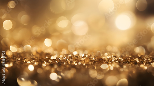 Golden lights festive bokeh sparkling background