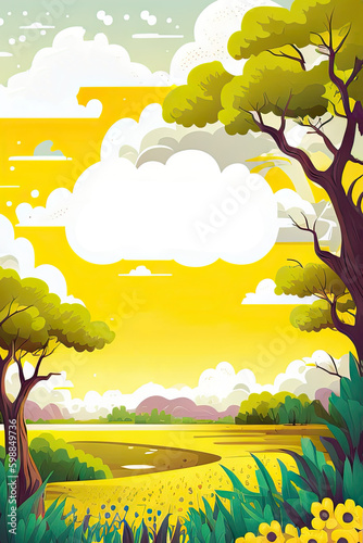 Summer spring  nature landscape  backgrounds with copy space for text used for Banner  greeting card and Social media stories design templates. Generative ai.
