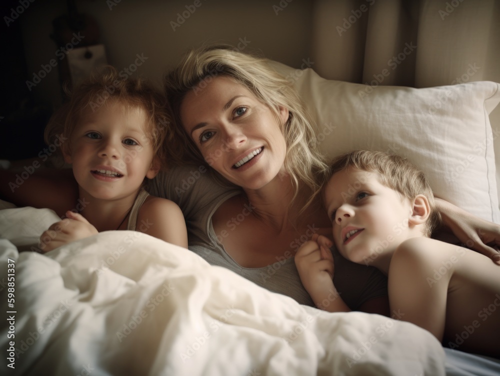 Happy mother's day. A heartwarming and candid snapshot of a mother and her kids celebrating Mother's Day together. Generative AI Happy mother's day. A heartwarming and candid snapshot of a mother and her kids celebrating Mother's Day together. Generative AI
