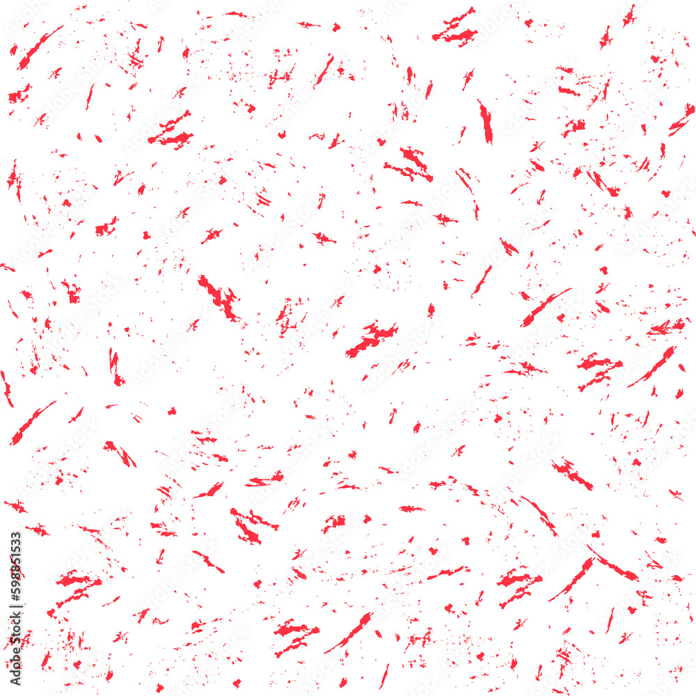 Seamless background pattern of randomly arranged splashes of red on a transparent background