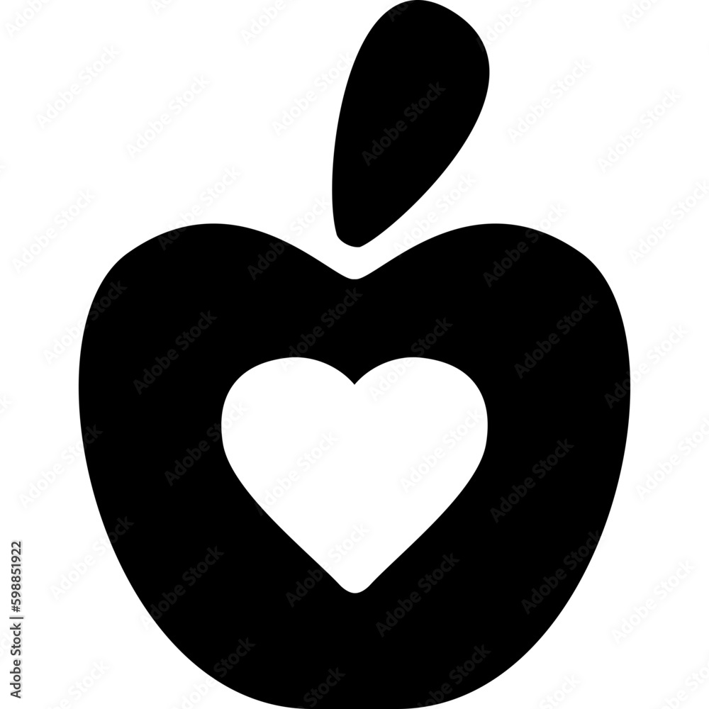 Healthy Food Symbol Of An Apple With A Heart Icon Healthy Food Symbol Of An Apple With A Heart Icon