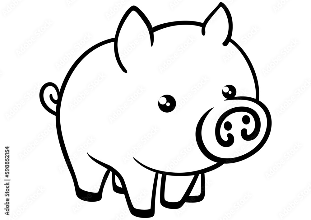 Black isolated outline icon of pig