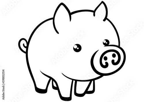 Black isolated outline icon of pig