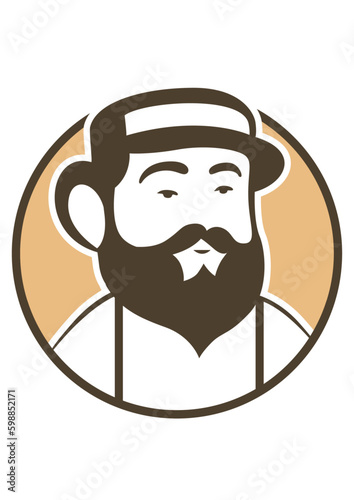 Round sign of bearded man with hat