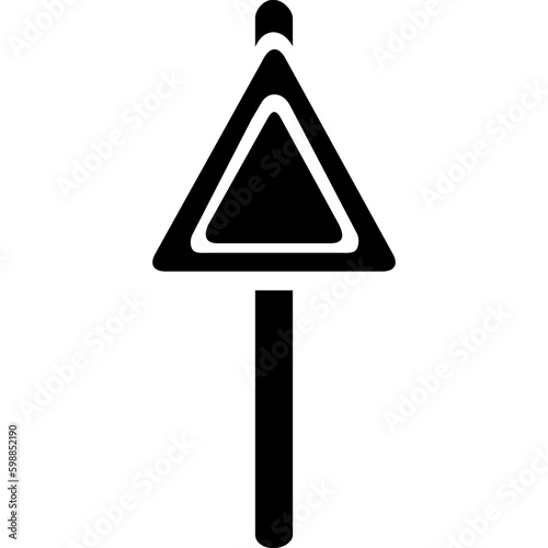 Triangular Traffic Signal On A Pole Icon