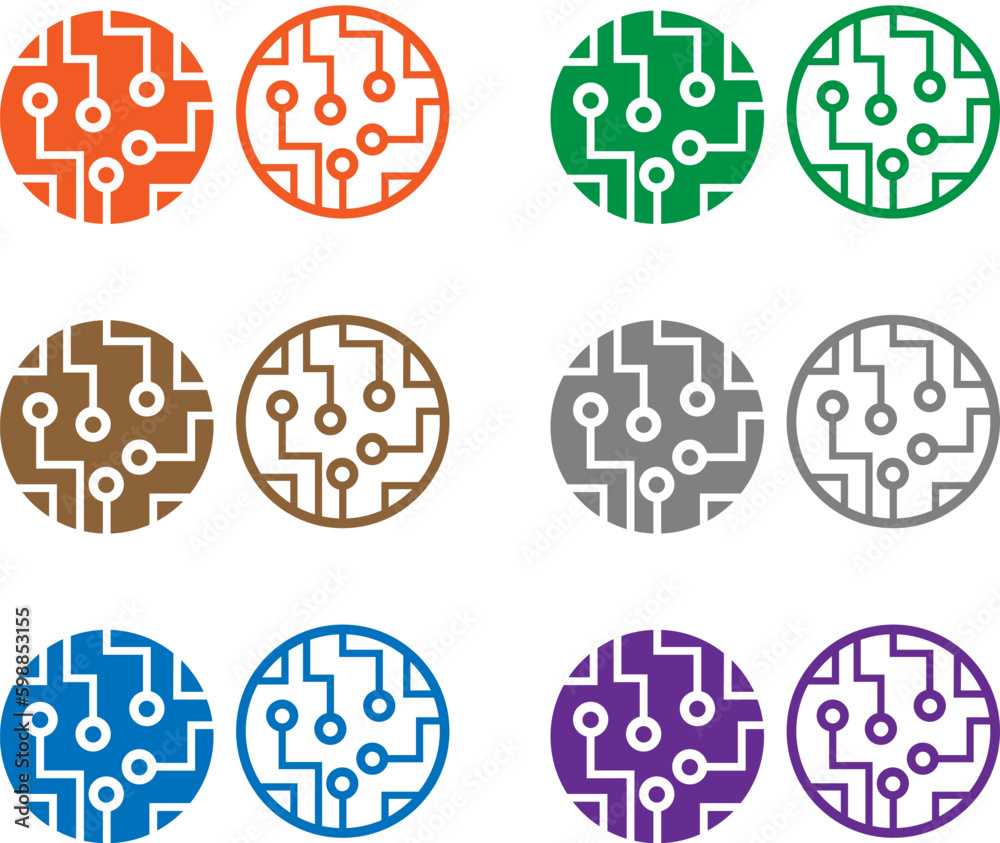 Electronic chip vector icon isolated. Circuit board icon set in gradient colors. Electronic chip vector icon isolated. Circuit board icon set in gradient colors.