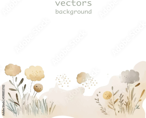 flower nature watercolor neutral colors for kids simple drawing childish cute 