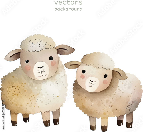 sheep nature watercolor neutral colors for kids simple drawing childish cute 