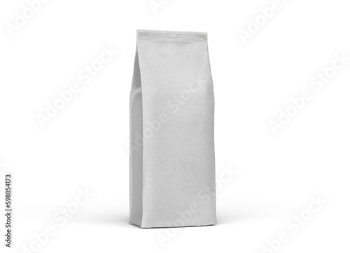 Realistic paper food blank white package bag on a white background 3d Render