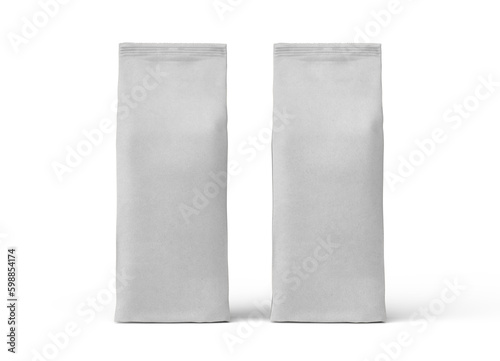 Blank foil paper food pouch bag packaging 3d Rendering 