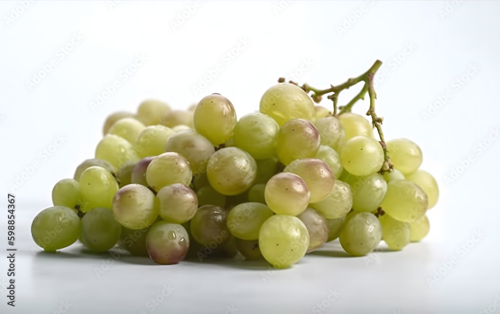 bunch of green grapes on white background