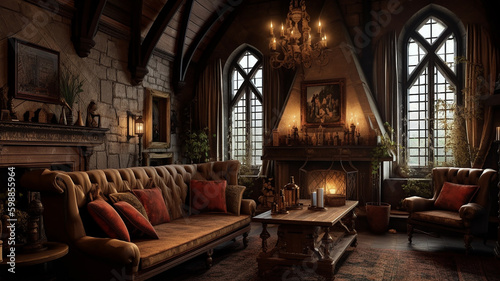 Luxury gothic room interior  ai generative