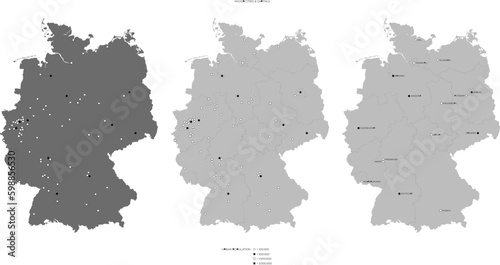 Deutschland Karte - Bundesl  nder - Gro  st  dte- Vektor Set