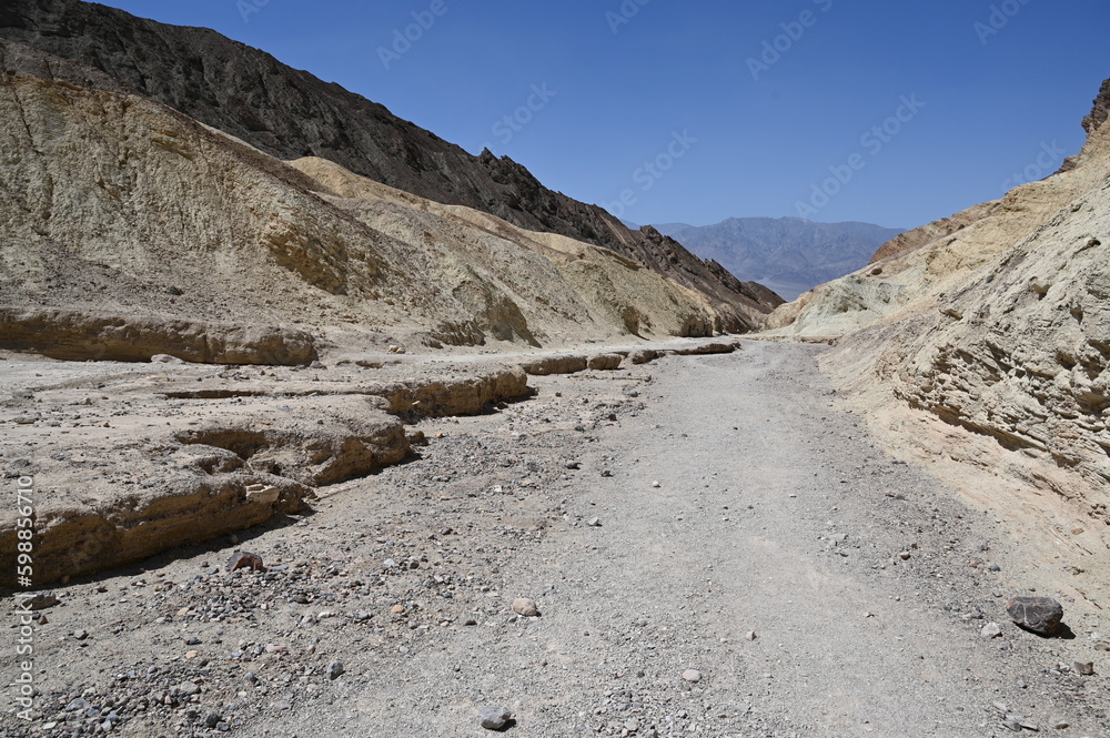 Golden Canyon Trail Head walk in Death Valley at Midday. Golden Canyon Trail Head walk in Death Valley at Midday.