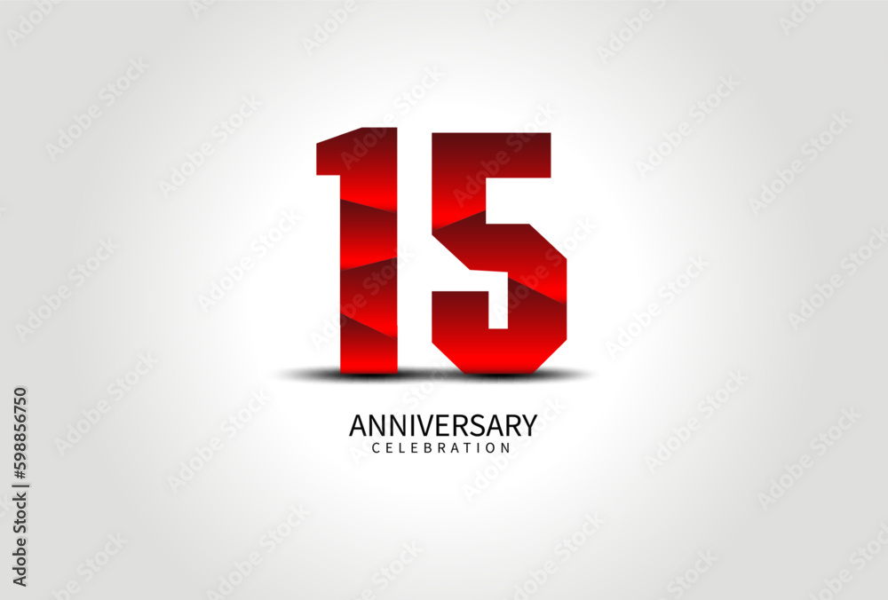 Vetor de 15 Year Anniversary Celebration Logo red vector, 15 Number ...