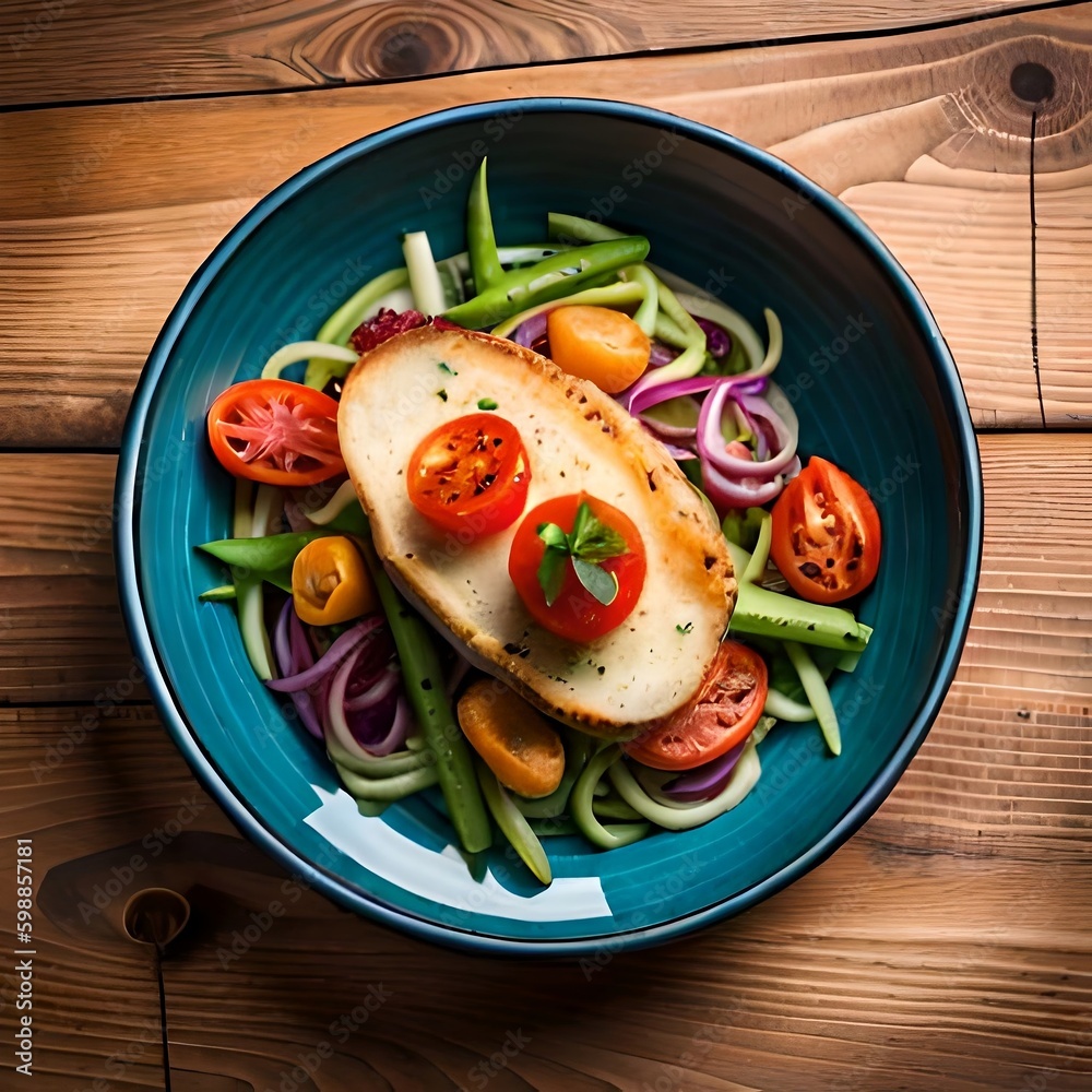 Click a picture of the vibrant and crunchy salad that you just prepared for a light lunch (Ai Generated) Click a picture of the vibrant and crunchy salad that you just prepared for a light lunch (Ai Generated)