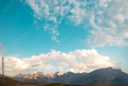 Aladaglar National Park. Cloudy mountain landscape. Transmountain trips. Trekking Aladaghlar. Turkey..