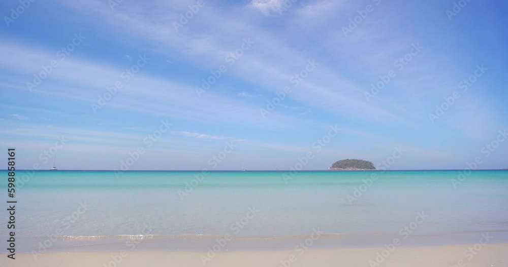 Phuket Thailand Sea Beach. Beautiful beach space area wipeout tourist no people on beach. High quality footage 4K ProRes422 Phuket Thailand Sea Beach. Beautiful beach space area wipeout tourist no people on beach. High quality footage 4K ProRes422