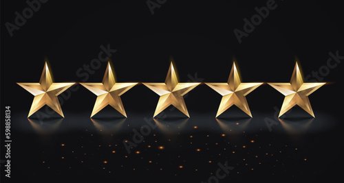Five Stars best award sign, golden object. Vector illustration