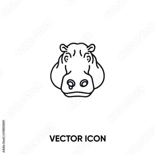 Hippopotamus vector icon. Modern, simple flat vector illustration for website or mobile app. Animal or zoo symbol, logo illustration. Pixel perfect vector graphics