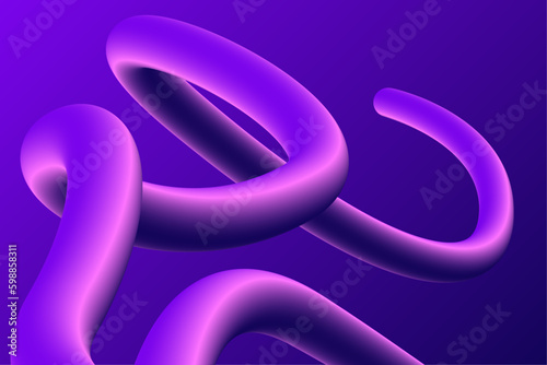 3D Futuristic Twisted Background. 3D Purple Colorful Gradient Twisted Liquid Line Shapes Abstract Background. 