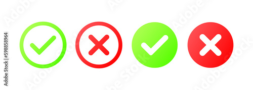 Yes or no. Flat, color, yes or no icon set. Vector icons.