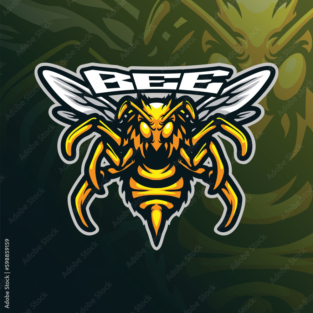 bee mascot logo design vector with modern illustration concept style for badge, emblem and t shirt printing. bee illustration for sport and esport team. bee mascot logo design vector with modern illustration concept style for badge, emblem and t shirt printing. bee illustration for sport and esport team.