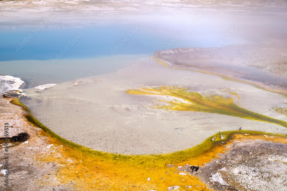 Geyser colors in Yellowstone National Park