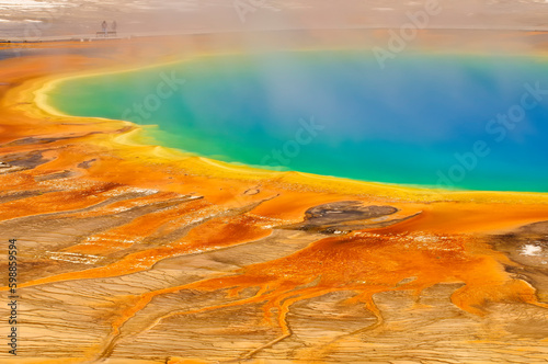 Geyser colors in Grand Prismatic Spring (Yellowstone National Park)