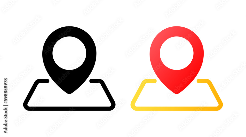 Mark on the map. Flat, color, icons of labels on the map. Vector illustration. Mark on the map. Flat, color, icons of labels on the map. Vector illustration.